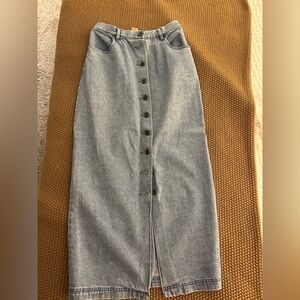 Denim Button-Front Skirt